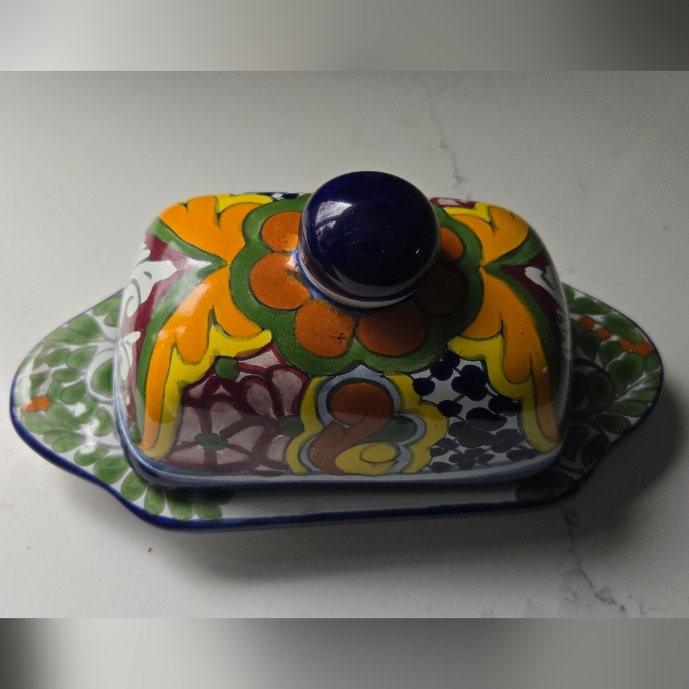 Handcrafted Ceramic Butter Dish - Multicolor